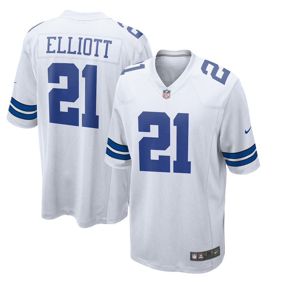 Men Dallas Cowboys 21 Ezekiel Elliott Nike White Team Game NFL Jersey
